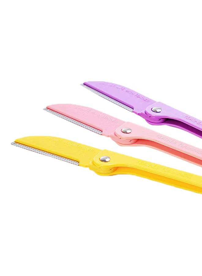 3-Piece Facial Touch-up Razor Purple/Peach/Yellow