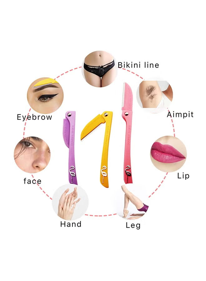 3-Piece Facial Touch-up Razor Purple/Peach/Yellow